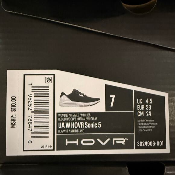 UNDER ARMOUR WOMEN'S 7 HOVR SONIC 5 BLACK RUNNING SHOES 3024906-001 - Picture 6 of 6